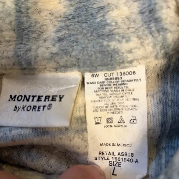 Vintage Monterey By Korey Large Fleece Zip Up Vest Trees Pockets Outdoors Winter - Image 3