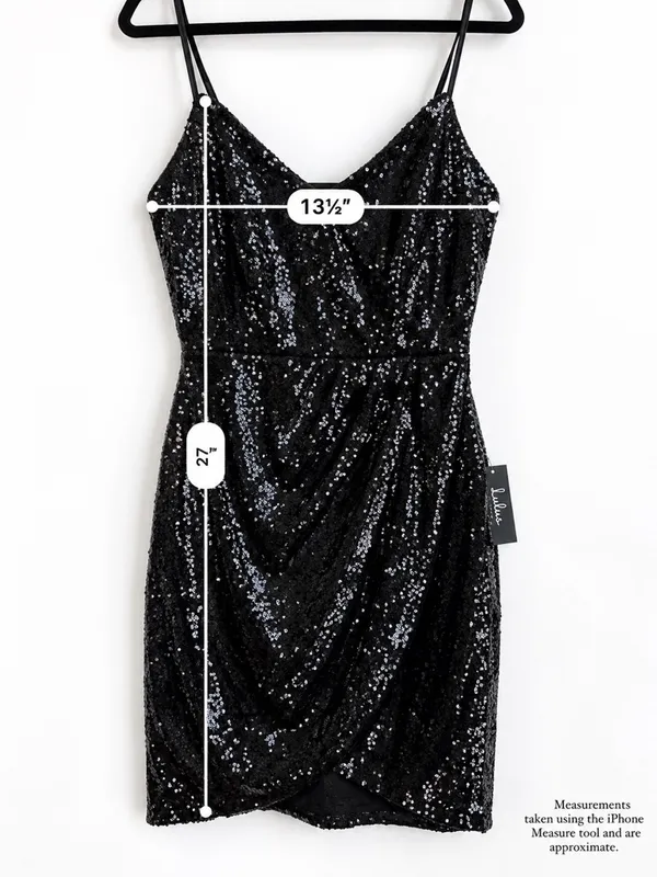 Lulus Black Sequin Mini Dress XS NWT Cocktail Party Homecoming Spaghetti Strap - Image 13