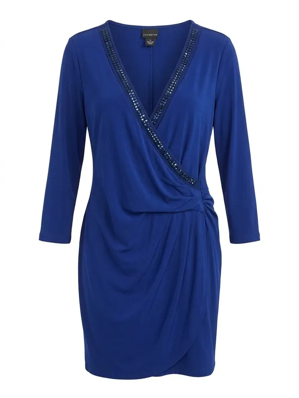 Covington Royal Blue Wrap-Style Midi Dress - Image 2