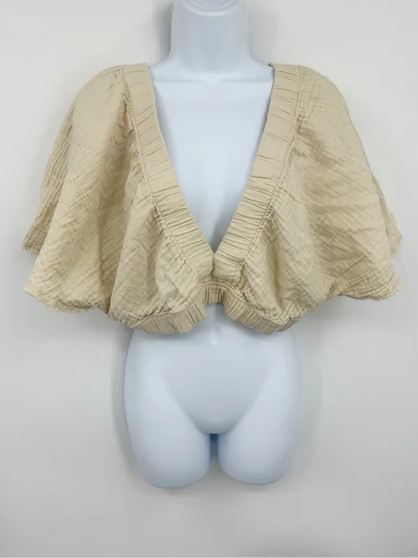 Aerie Boho Pool To Party Flutter Sleeve Crop Top Size XL Whimsical - Image 2