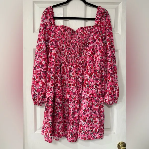 Zexxxy Women's Floral Pink Long Sleeves Ruffle Dress Size XL NWT - Image 4