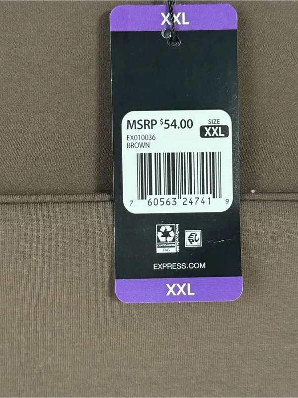 Express Shirt Women Size XXL Brown Square Neck Long Sleeve Top Stretch Fitted - Image 3