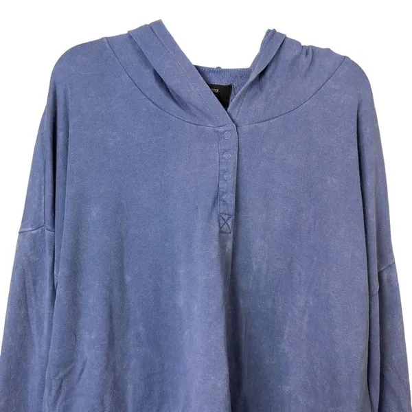 Free Press Distressed Blue Hooded Sweatshirt Size Medium - Image 2