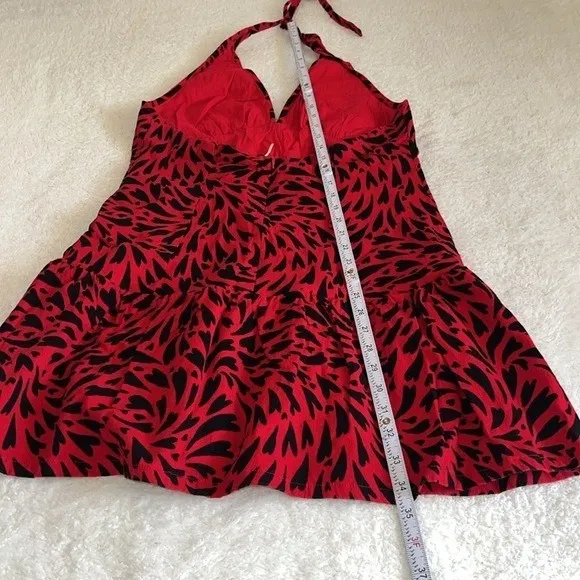 Free People Cecil Halter Mini Dress Red Black Size L Y2K Party - Image 6