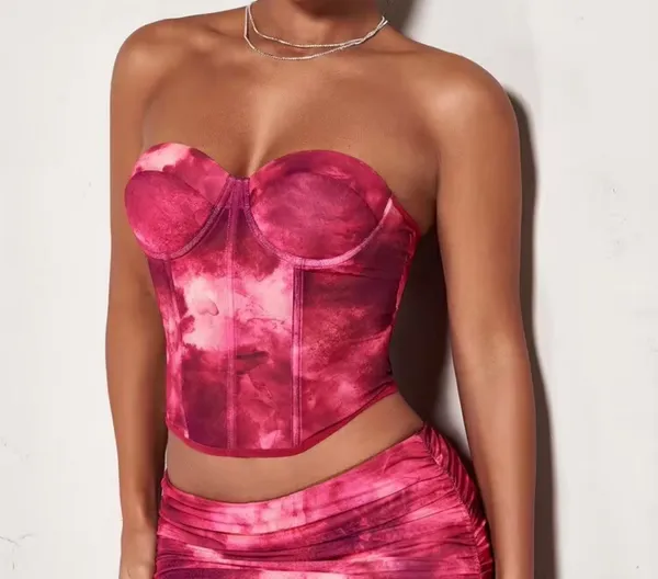 Pink Tie-Dye Corset & Skirt Set - Image 2