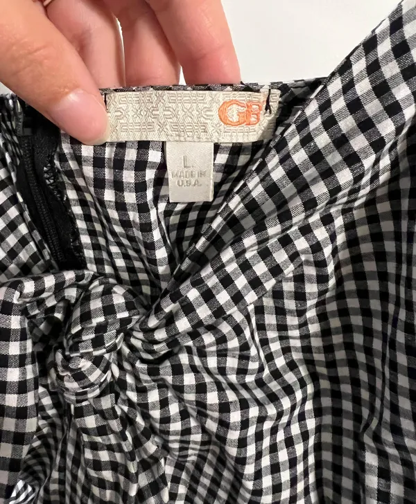 GB Black Checkered Print Romper - Image 4