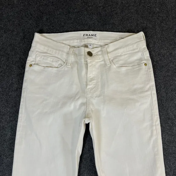 Frame Denim Le Skinny de Jeanne Jeans Blanc White Stretch Skinny Size 26 - Image 9