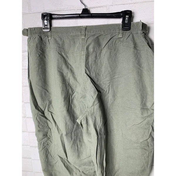 Sag Harbor Sport Capri Pants Woman Olive Green Womens 16W Linen‎ Zip Lagenlook - Image 6