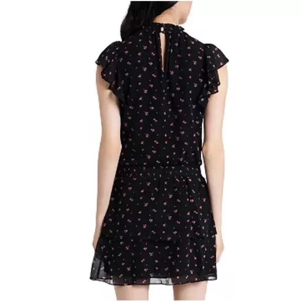 NEW ANTHROPOLOGIE Floral mini Dress MEDIUM Smocked-Neck Flutter-Sleeve Bohemian - Image 4