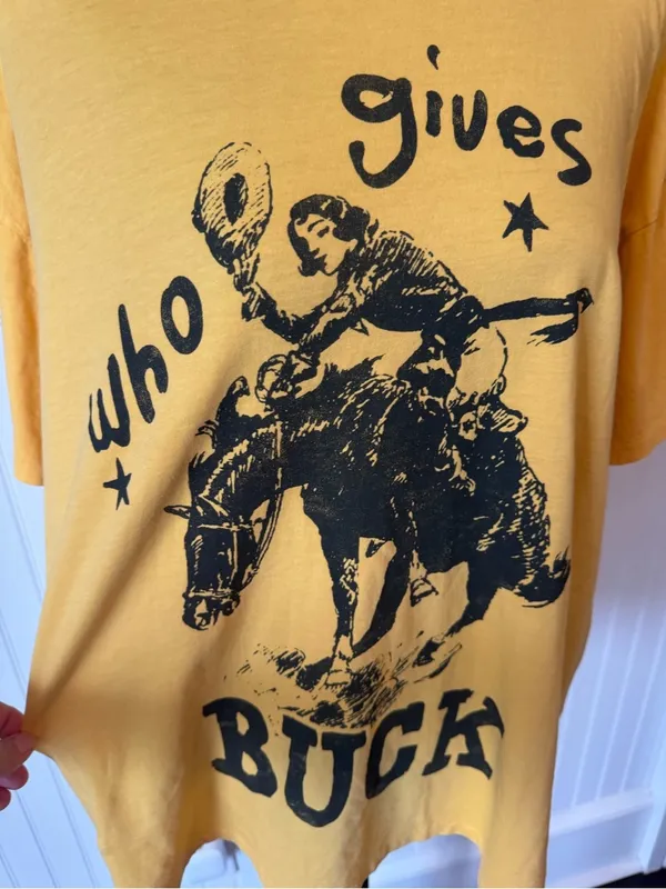 🤠NWT Daydreamer - Who Gives A Buck Tee ~ Size Small oversized Yellow - Image 6