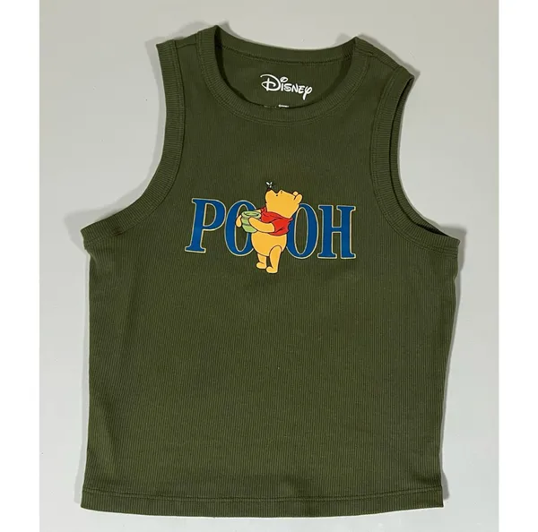 Disney Olive Green Winnie the Pooh Graphic Tank Top Tee T-Shirt Blouse Cami Camisole Size M 🍯✨ - Image 3