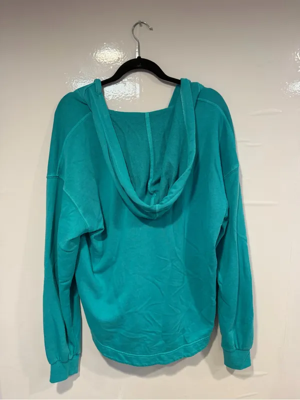 Old Navy Teal beachy tunic length V-Neck Hoodie Sweatshirt - Image 4