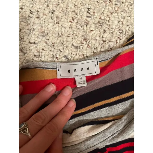 Gaze Women's Multicolored Short Sleeve Cropped Blouse Size M - Image 2