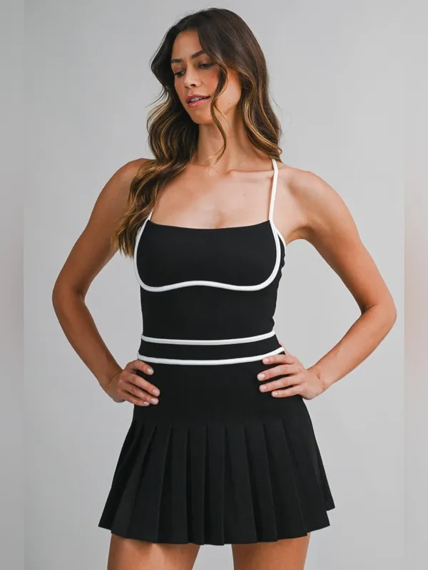 SCUBA SQUARE NECK SLEEVELESS MINI DRESS WITH SHORTS Large - Image 7