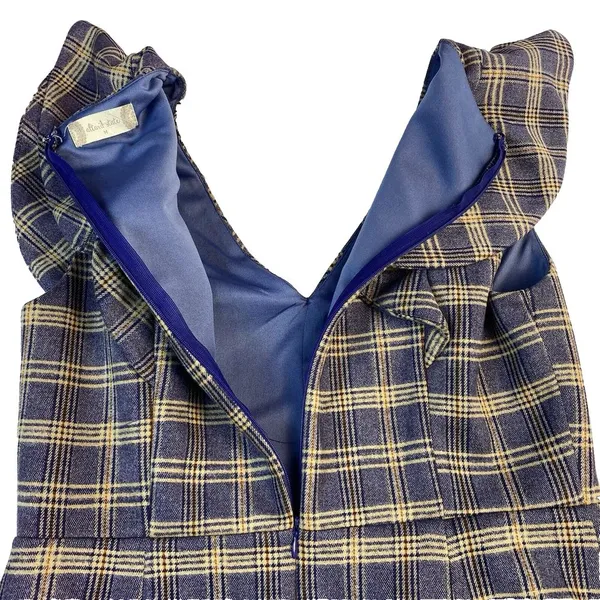 Altar'd State Size Medium Soft Dress Flutter Sleeves Stretch Plaid Blue‎ V Neck - Image 7