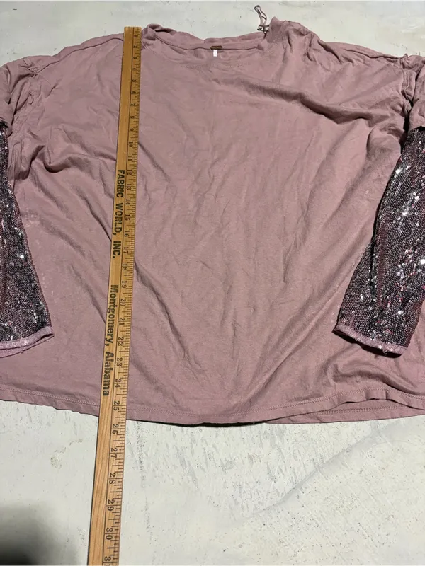 Free people sequin sleeve Rose Pink Long Sleeve Top XS - Image 5