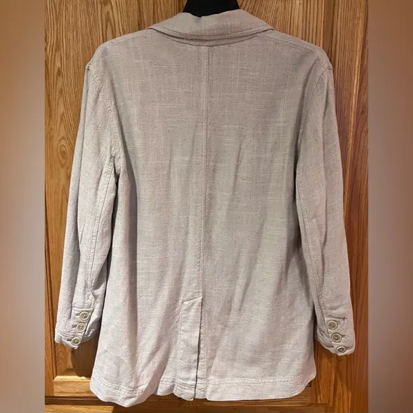 We‎ The Free Oversized Linen Blend Beckett Boyfriend Blazer Jacket in Oatmeal XS - Image 12