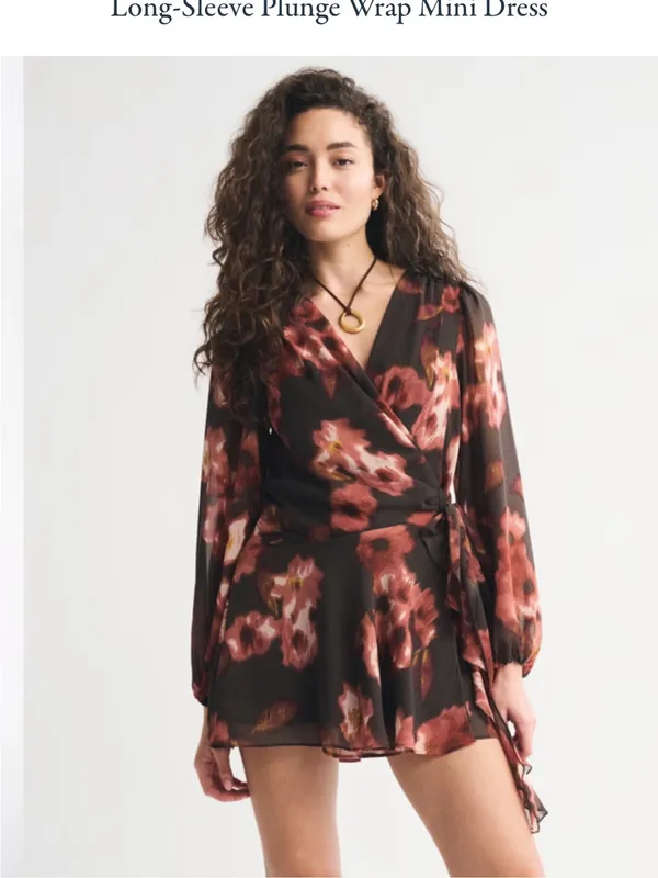 Abercrombie & Fitch Long-Sleeve Plunge Wrap Mini Dress - Image 6