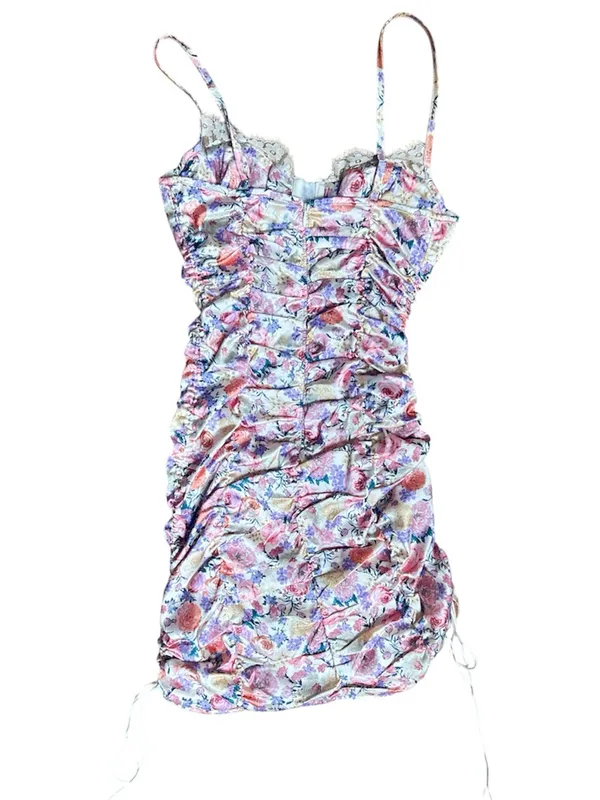 For Love & Lemons Gardenia Ruched Bustier Floral Mini Dress X-Small Coquette - Image 9