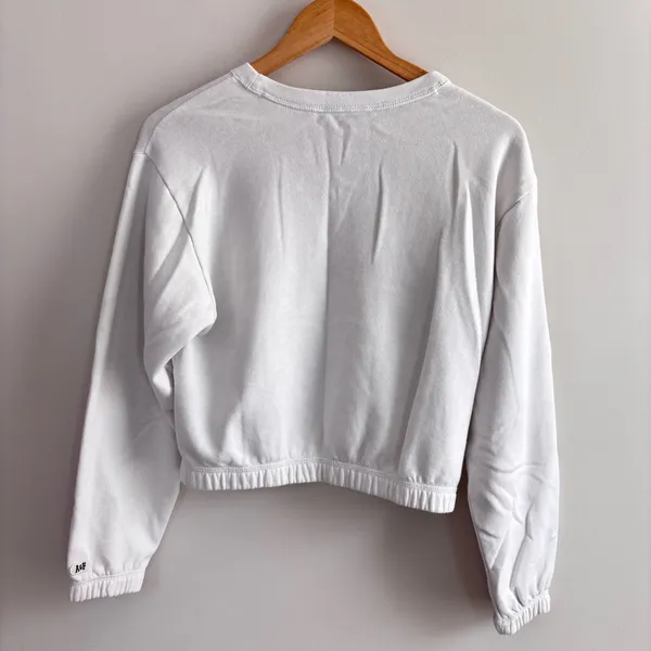 Abercrombie & Fitch Crop oversized Sweatshirt Womens XS White Rainbow Stripe - Image 7