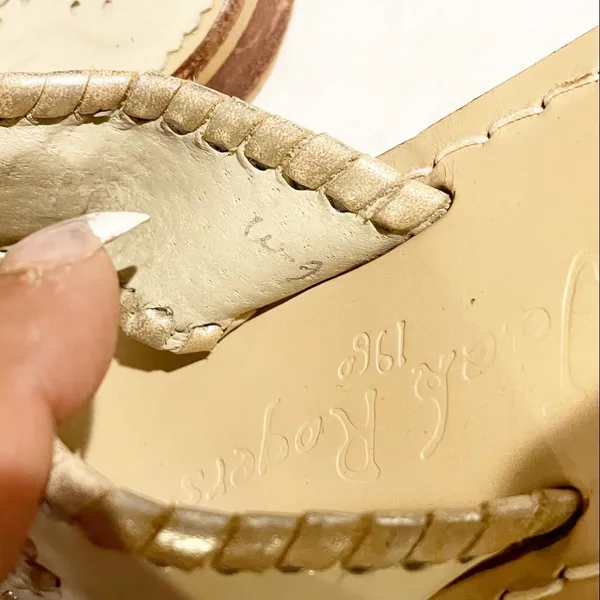 Jack Rogers Women's Size 6 Leather Palm Beach Navajo Classic Sandals Bone White‎ - Image 7