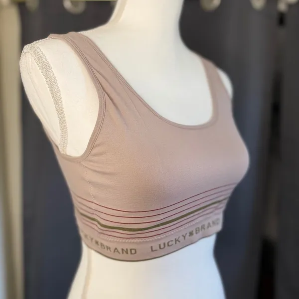 Lucky Brand Womens‎ Seamless Logo Striped Bralette Mauve Size 1X - Image 3
