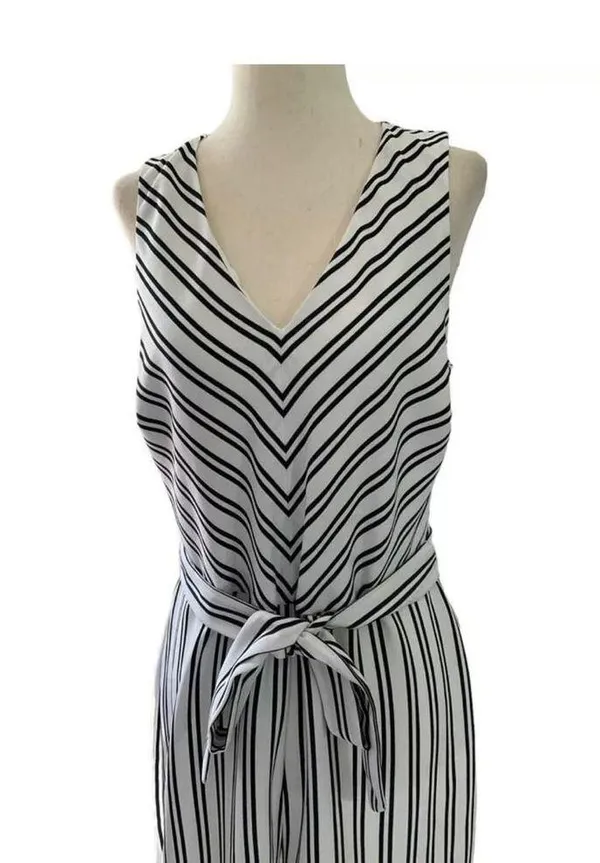 Banana Republic Black & White Striped Jumpsuit Women Size 8 | 25-652 - Image 5