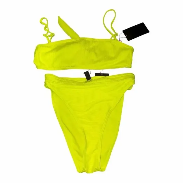 ✨South Beach Mix and Match Ribbed Neon Yellow Sz 4 Bikini Set✨ - Image 5