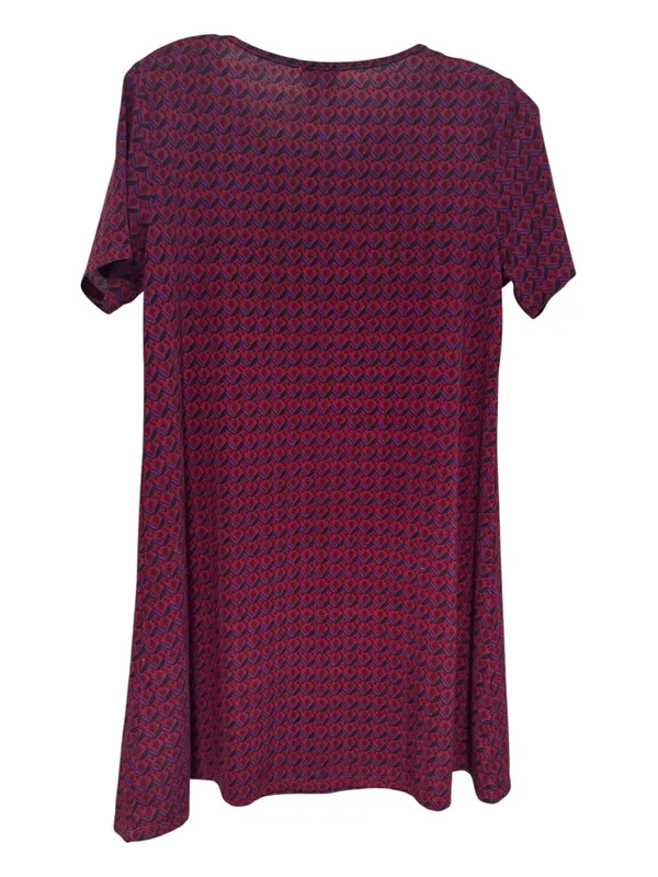 Natural Life Geometric T-Shirt Dress Red Purple Size Medium Boho Casual - Image 3