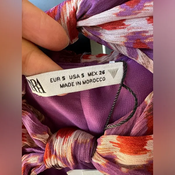 NWT Zara purple printed mini dress with ruching small summer - Image 7