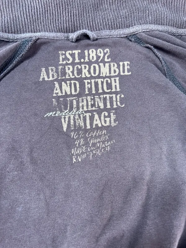 Abercrombie & Fitch Vintage Full-Zip Mock Neck Brown Sweatshirt - Image 2