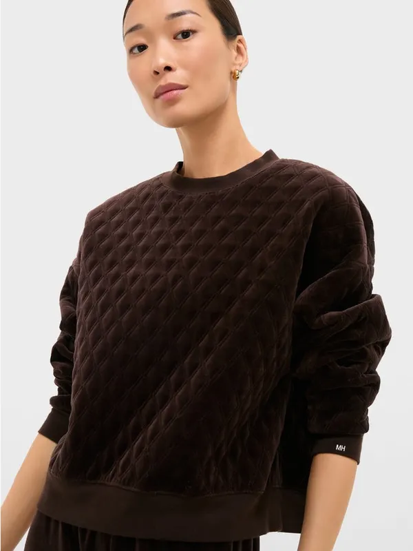 TUCKERNUCK Chocolate Brown Velour Bennett Pullover Size Large - Image 2