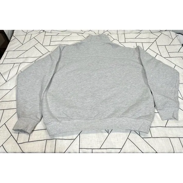 Nuvo‎ Cropped Quarter-Zip Sweatshirt High Collar Embroidered Gray Womens Size M - Image 12