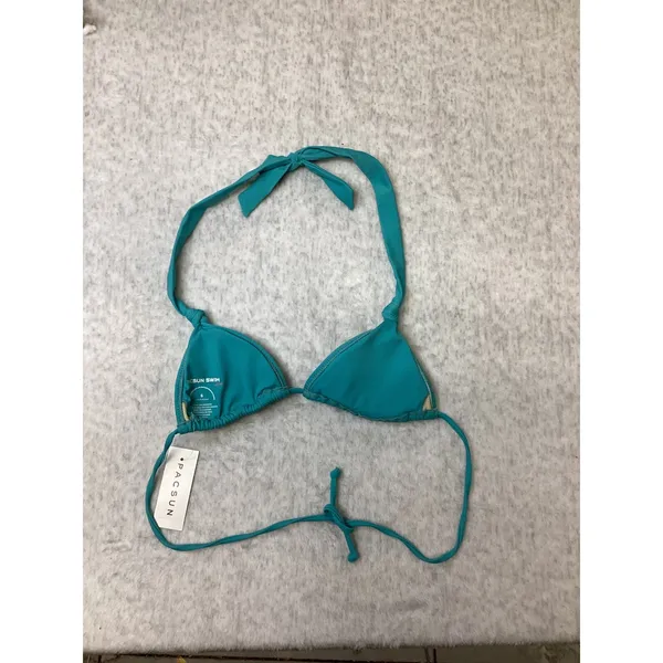 PacSun Eco Teal Blue Triangle Bikini Top Halter Swimwear Small NEW‎ 0642-040 - Image 3