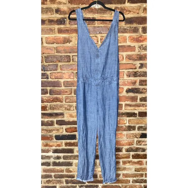 Michael Stars Blue Chambray Sleeveless Overall Jumpsuit Women's Size Large - Image 2