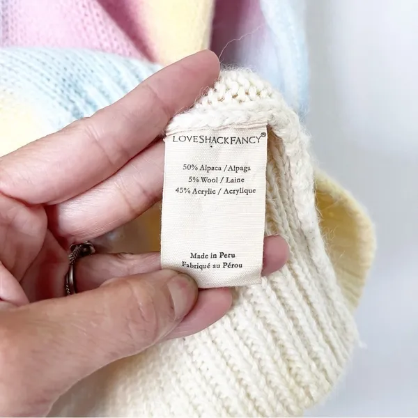 LoveShackFancy Naveen Alpaca Blend Pastel Tie Dye V-Neck Oversized Cozy Sweater - Image 8