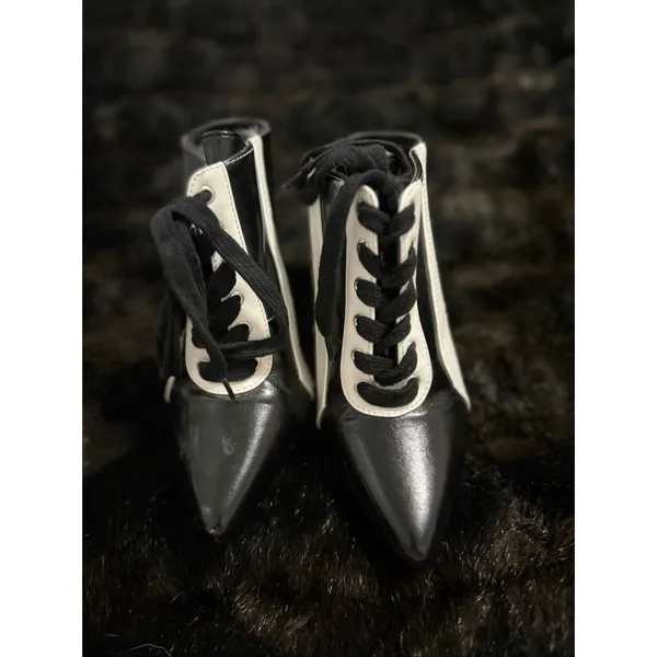 Cape Robbin Gigi-7 Leatherette Pointy Toe Sports Stripe Stiletto Mule Heels 6.5 - Image 2