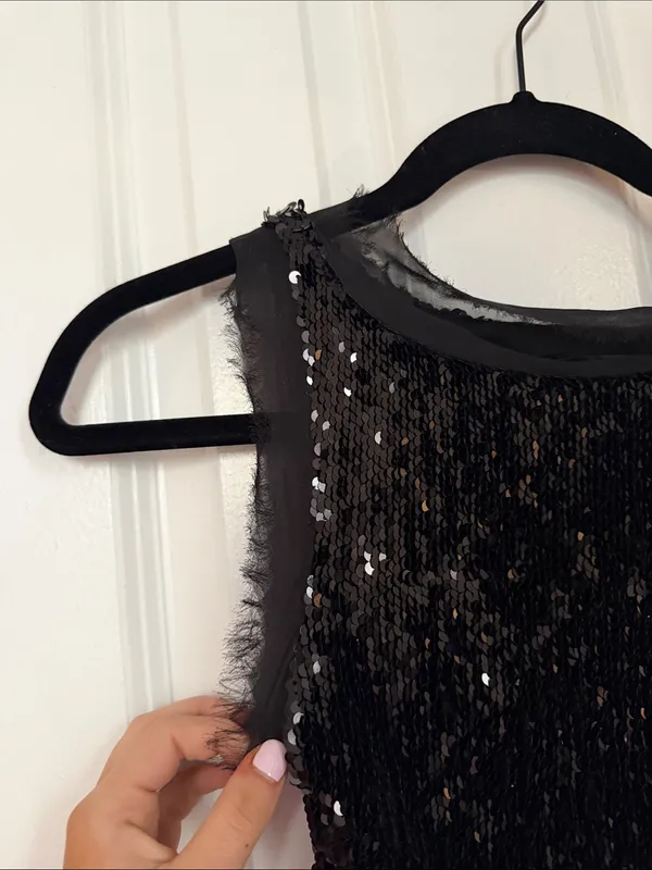 KHY by Kylie Sequin Mesh Trimmed Crop Top XXS - Image 3