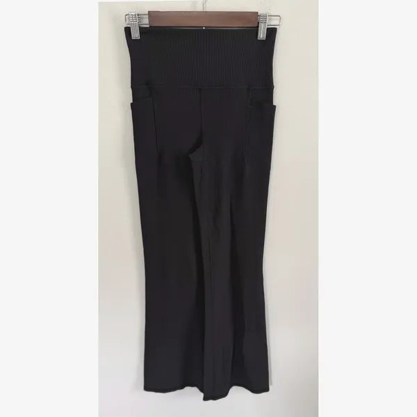 Athleta Salutation Stash Ribbed Flare Size Small‎ Tall Black High Rise Pockets - Image 2