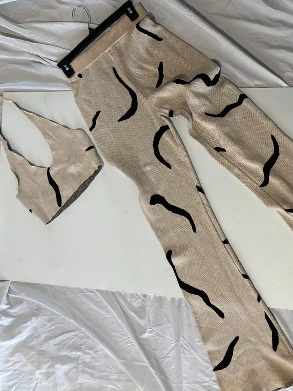 White Fox Beige & Black Knit Two-Piece Set • Size Small - Image 3