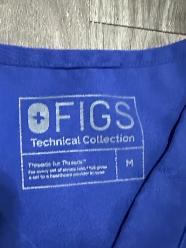 Figs Technical Collection V-Neck Scrub Top in Cobalt Blue - Image 2