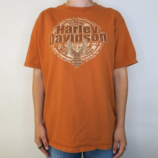 2009 Harley Davidson Orange Wolverine Shirt Size L - Image 3