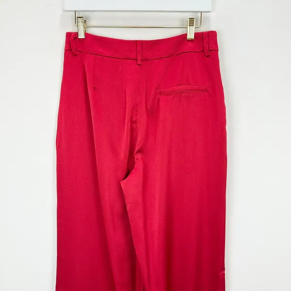 Lulus Modern Approach Red Satin Wide-Leg Pants High Rise Festive Large NWT - Image 7