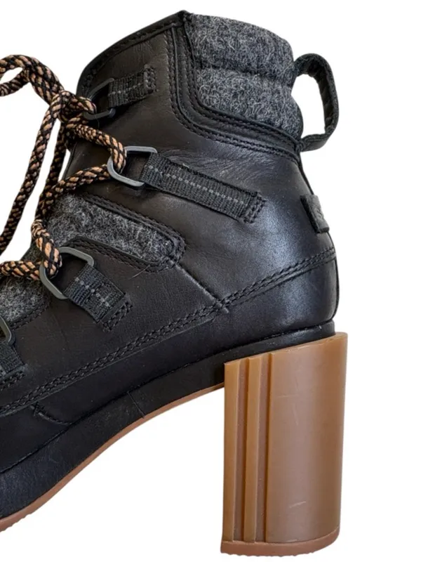 Like New Sorel Blake Lace-Up Heeled Boots Black Grey Size 6.5 - Image 4