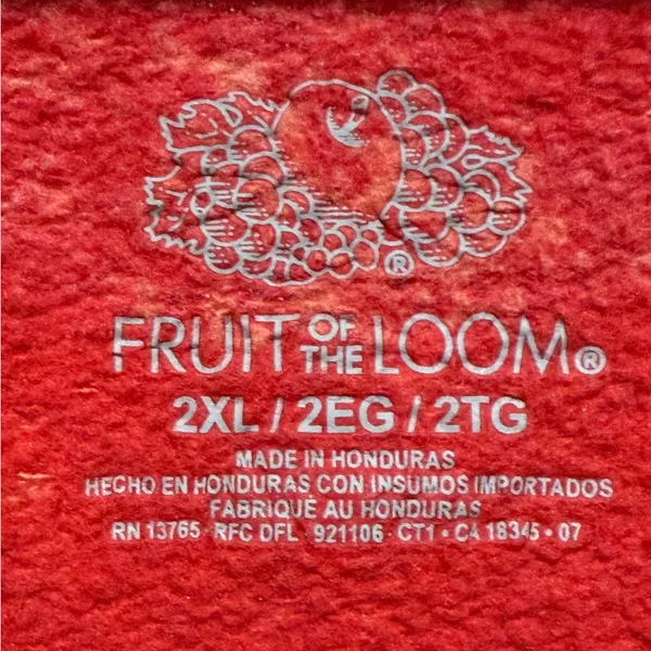 Vintage Fruit of the Loom Crewneck Sweatshirt Red Coral Acid Wash‎ sz 2XL - Image 3