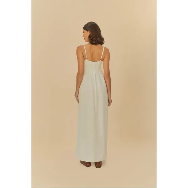 NWOT Farm Rio Linen Blend White Sleeveless Maxi Dress Size S - Image 4