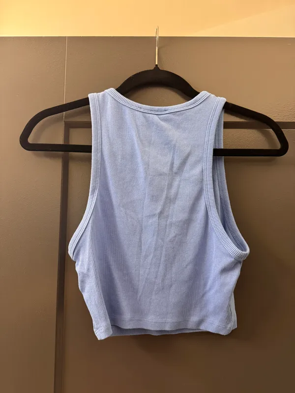 Zara Baby Blue Cropped Tank Top - Image 2