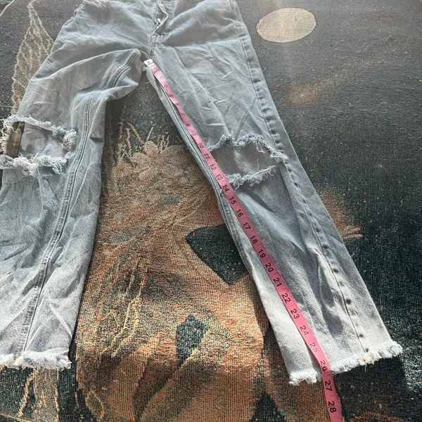 PacSun Ultra High Rise Slim Fit Jeans Light Wash Button Fly Size 23 Distressed - Image 11