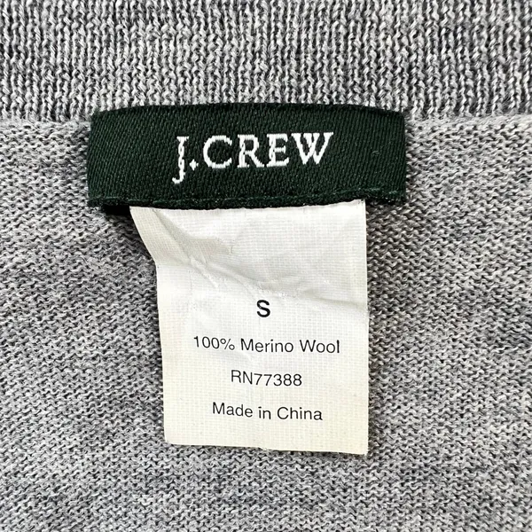 J.Crew 100% Merino Wool V-Neck Long Cardigan Sweater Women Small Gray ‎ Pocket - Image 3