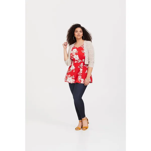 Torrid Womens Tank Top Sz 1 1X‎ 14 16 Floral Red Babydoll Challis Flower Print - Image 2